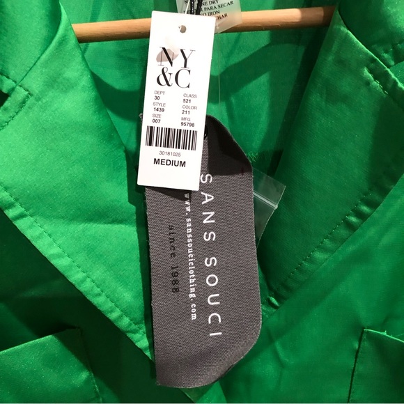 Cropped Satin Button-Front Shirt - Sans Souci - Picture 5 of 9